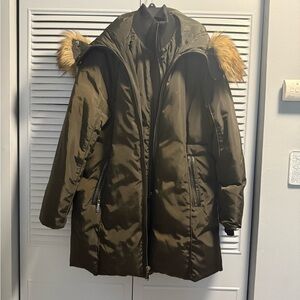 Michael Kors Olive Green Quilted Winter Coat